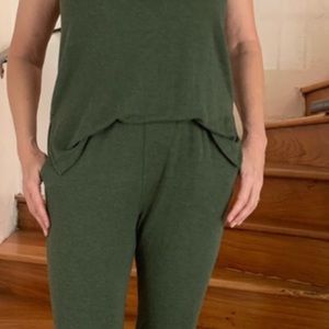 CABI green pull up jumpsuit
